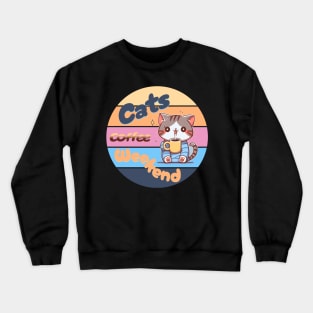 Cats coffee weekend Cute Design V1 Crewneck Sweatshirt